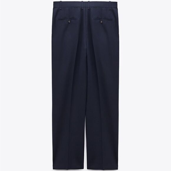 Zara Wool Blend Pants Navy Blue - Picture 2 of 8